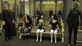 Priests and nuns engage in sexual acts in a 3D animated hentai video