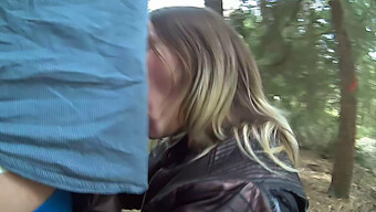 Barbara Performs Oral Sex On An Elderly Man In A Forest