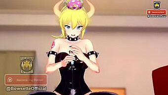 De vriendin van de bowsette geeft tips en technieken voor het aftrekken van een handjob.