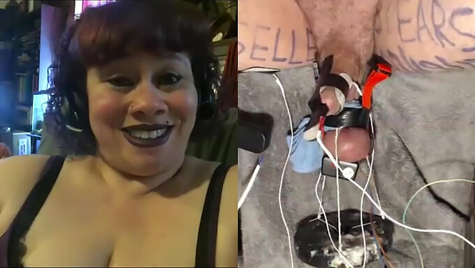 Skype domina com tortura nas bolas, dominando a femdom