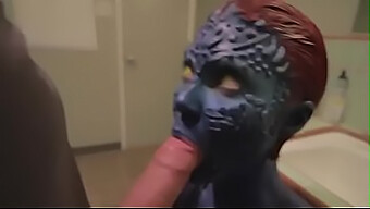 Mystique Cosplayer Gives A Steamy Blowjob