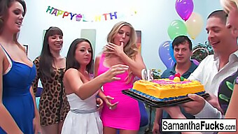 Samantha'S Uninhibited Birthday Bash Featuring A Raunchy Group Sex Session