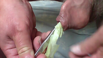 Toying Foreskin With Spring Onion And Scissors - An Amateur'S Experience