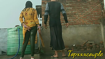 Desi Bhabhi Enjoys Outdoor Shower Under Rain