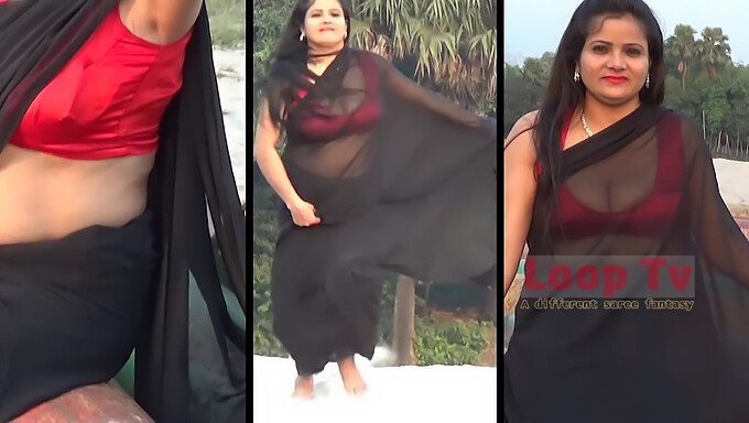 Sensual sesión de frotamiento de la tía india madura con ropa de seda